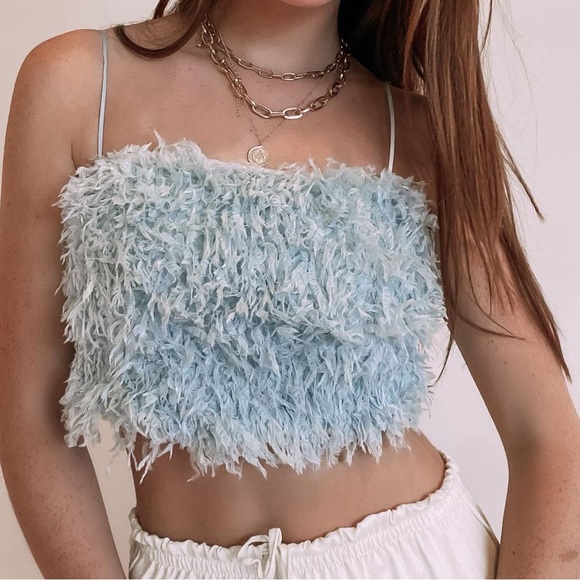 Zara Tops - Crop Top Cami shaggy feather